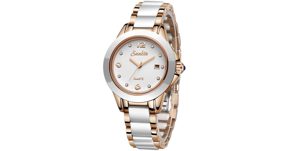 Montre Femme Dark Dudes Bad Bunny - Motif Rayures - Cadran Blanc/Marron - Quartz - Occasion Bon État